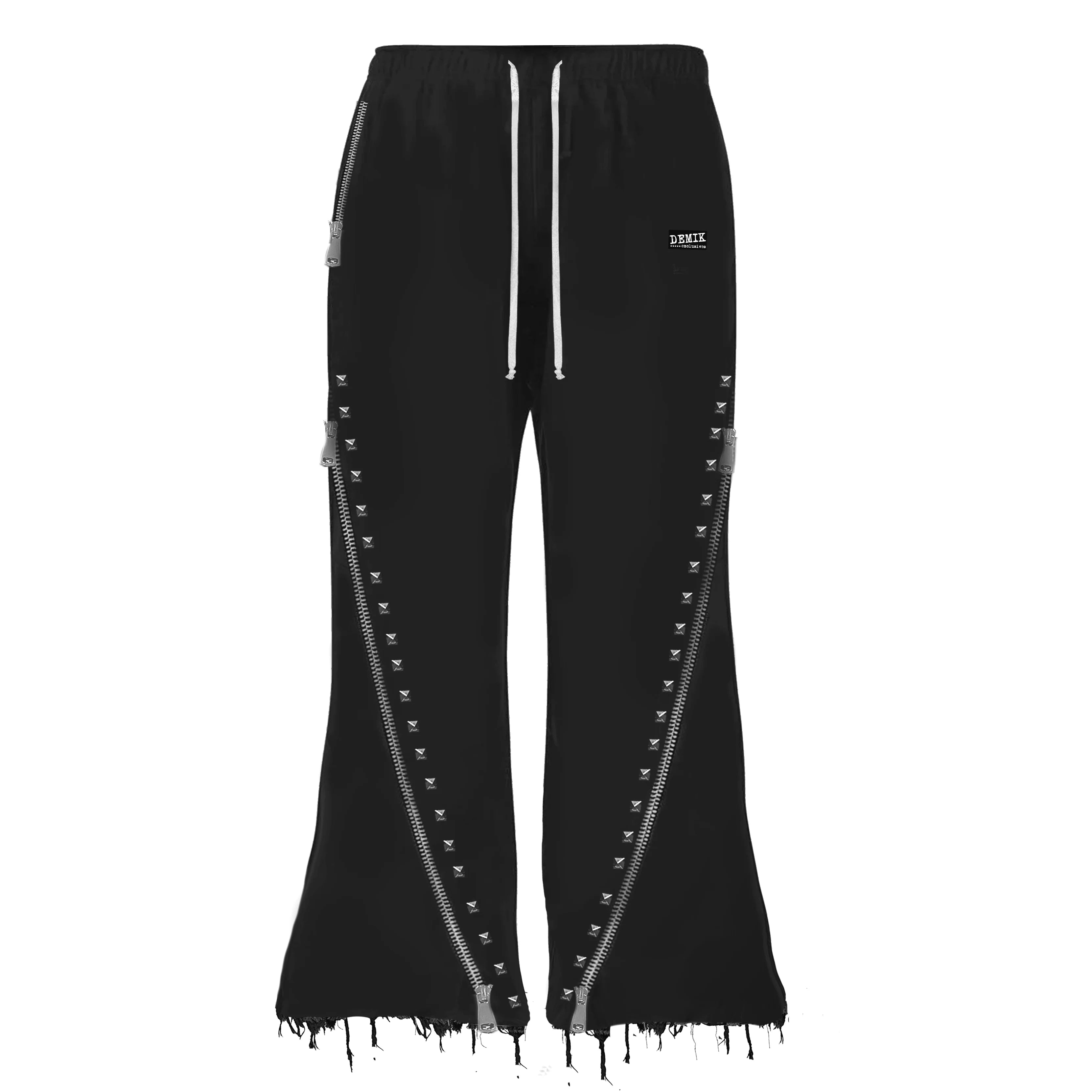 DEMIK】STUDDED 3X ZIP FLARED SWEATS – PAINLOVE
