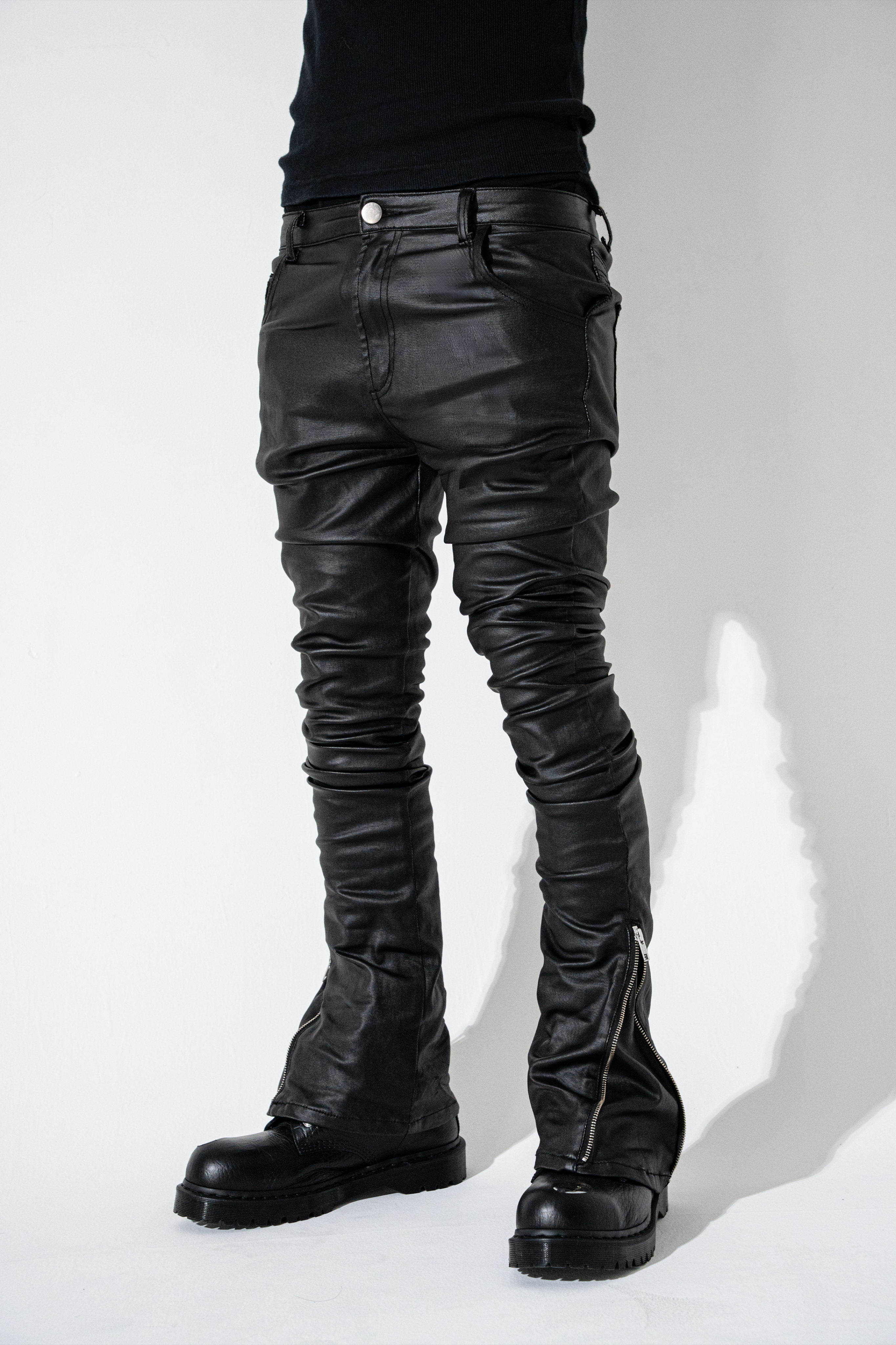 【PAINLOVE】WAXED COATED FLARE SKINNY JEANS