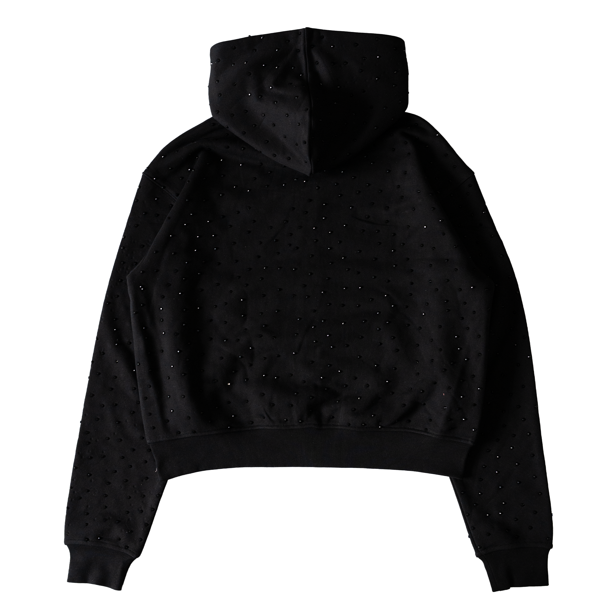 【PAINLOVE】Black Rhinestone Double Zip Hoodie