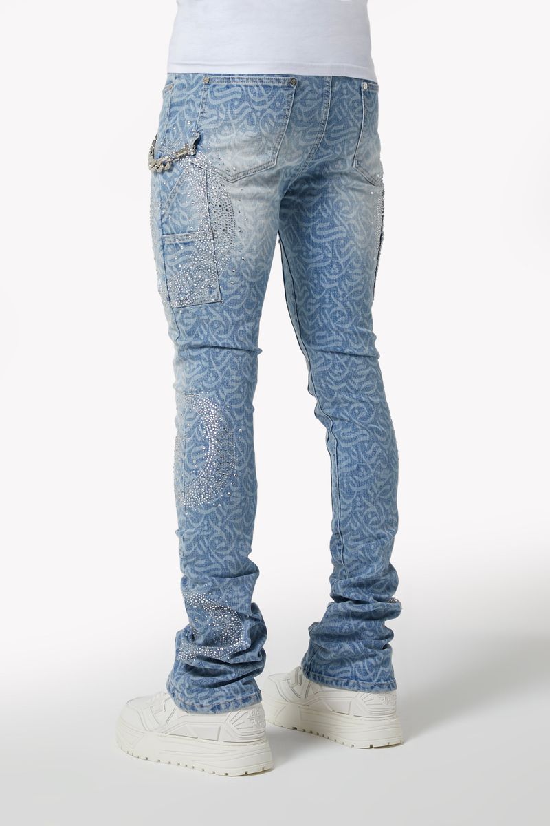 GUAPI / Aqua-Blue-Calligraphy-
Denim