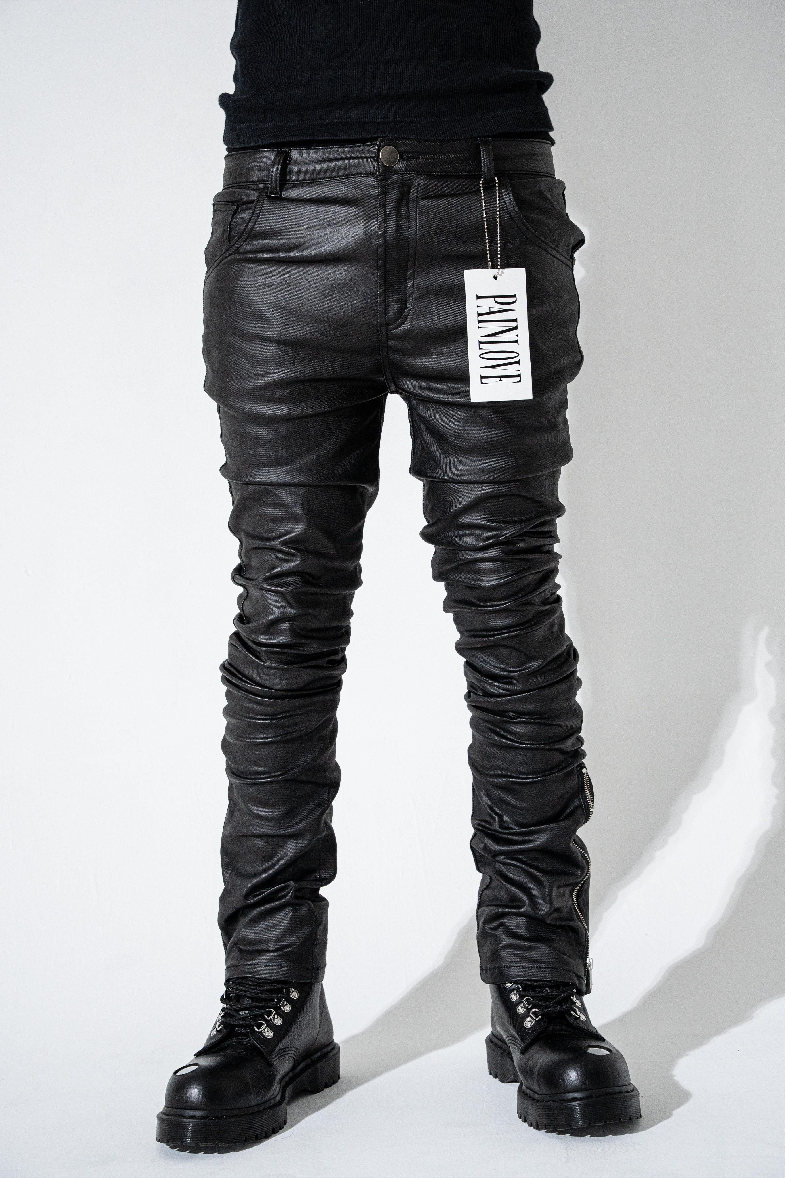 【PAINLOVE】WAXED COATED FLARE SKINNY JEANS