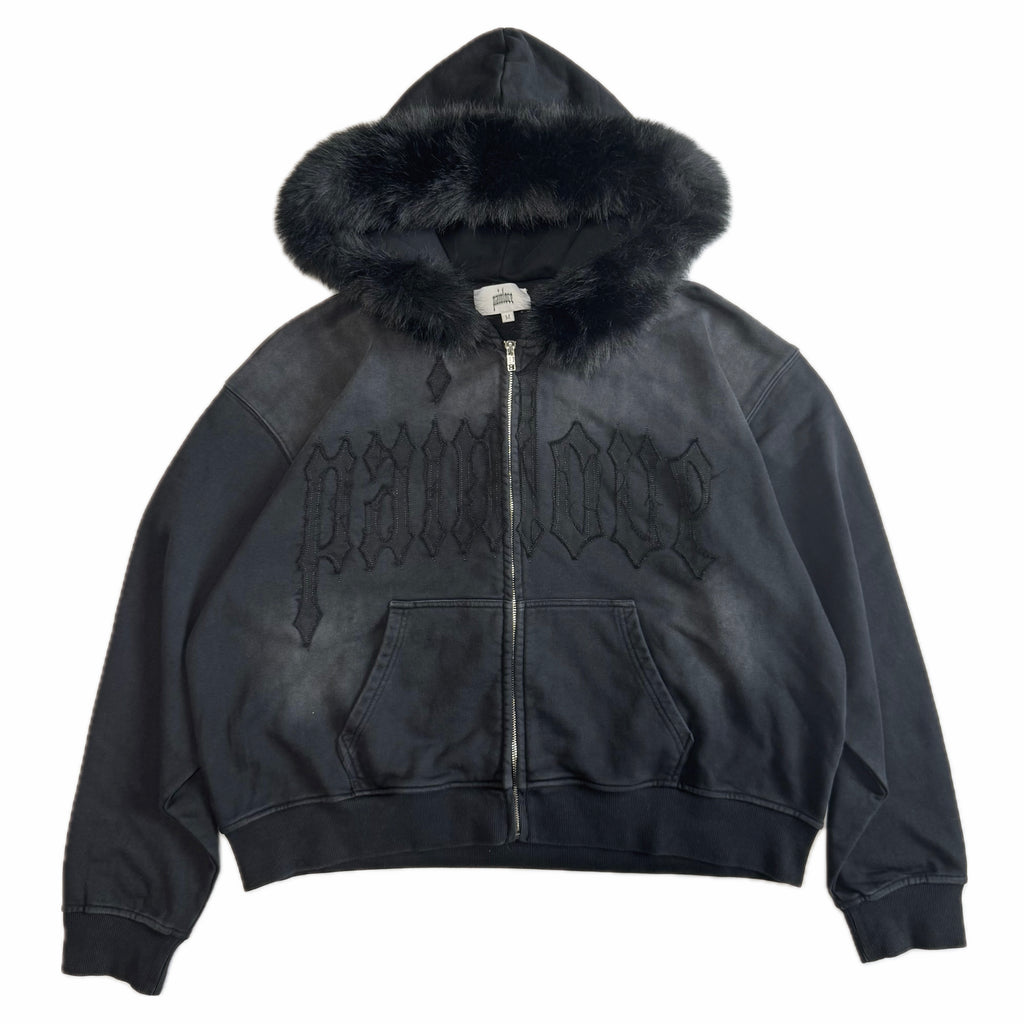 Vintage Black Fur Hoodie