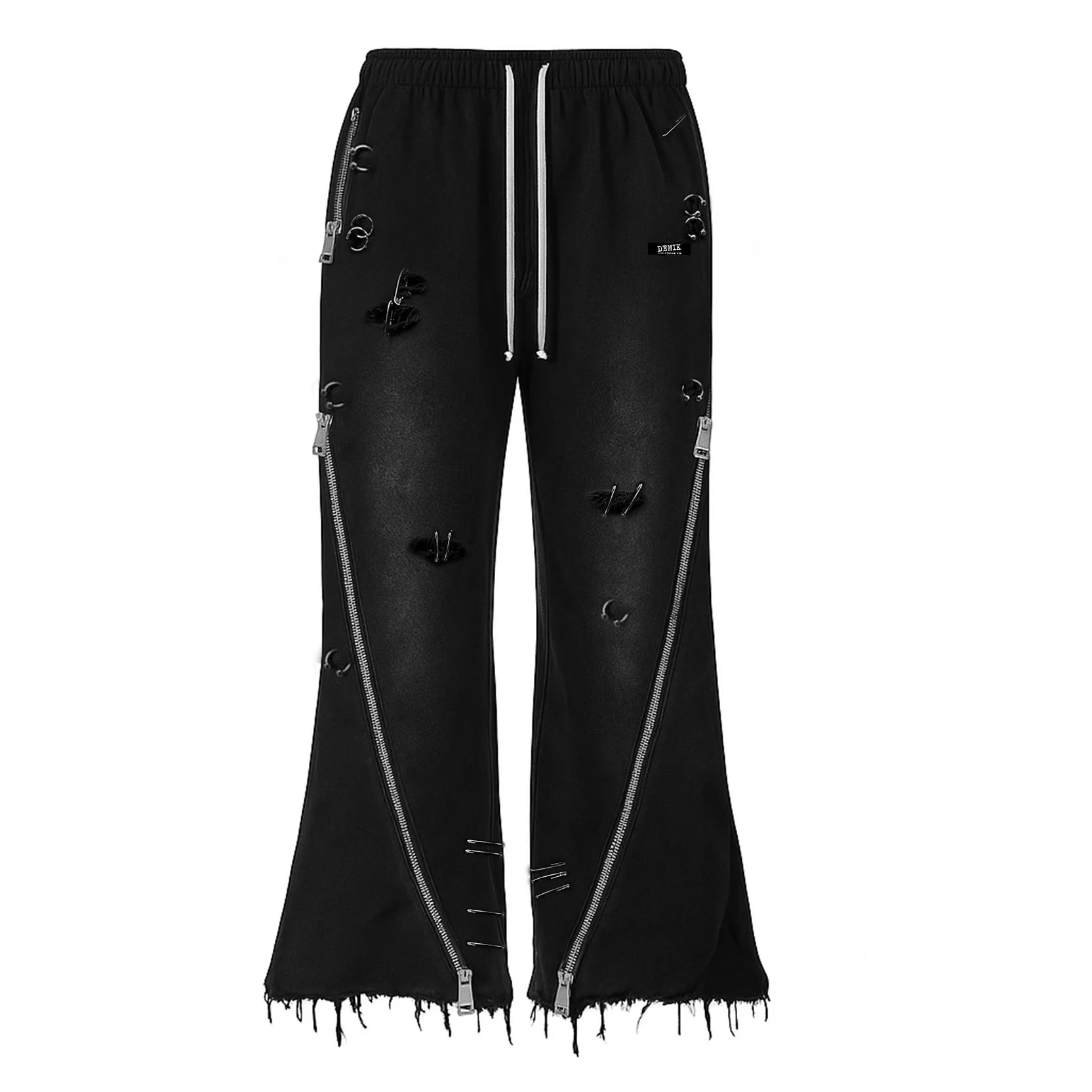 【DEMIK】PIERCED 3X ZIP FLARED SWEATS