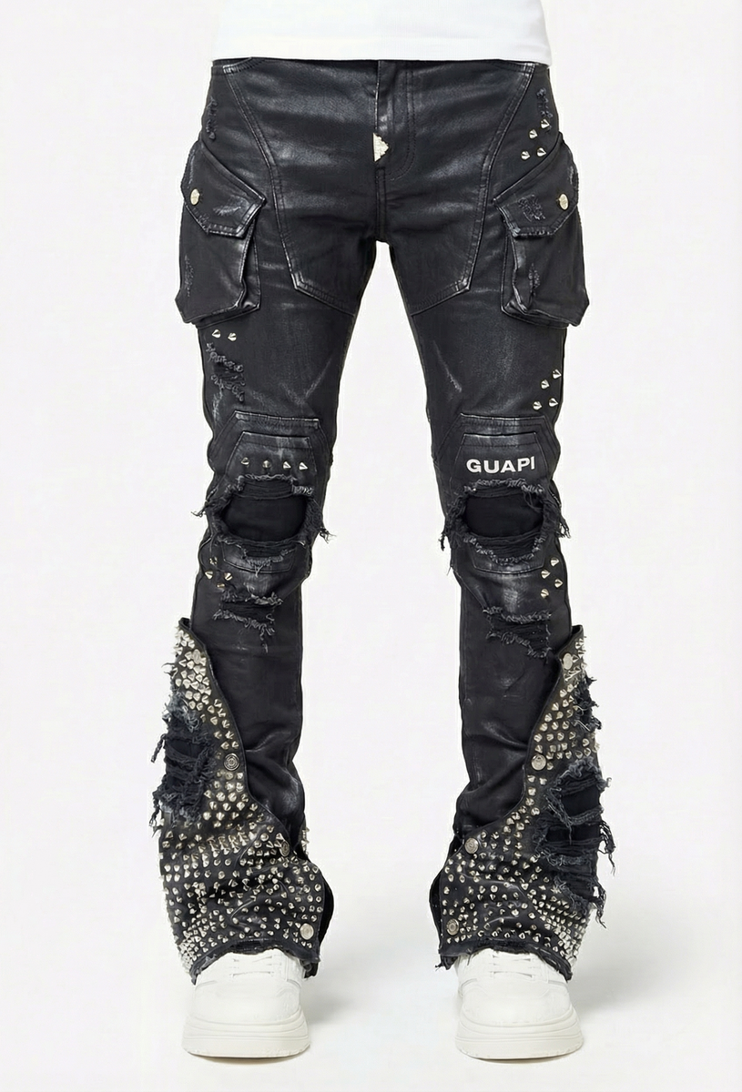 【GUAPI】Black Coffin Arc Waxed Denim