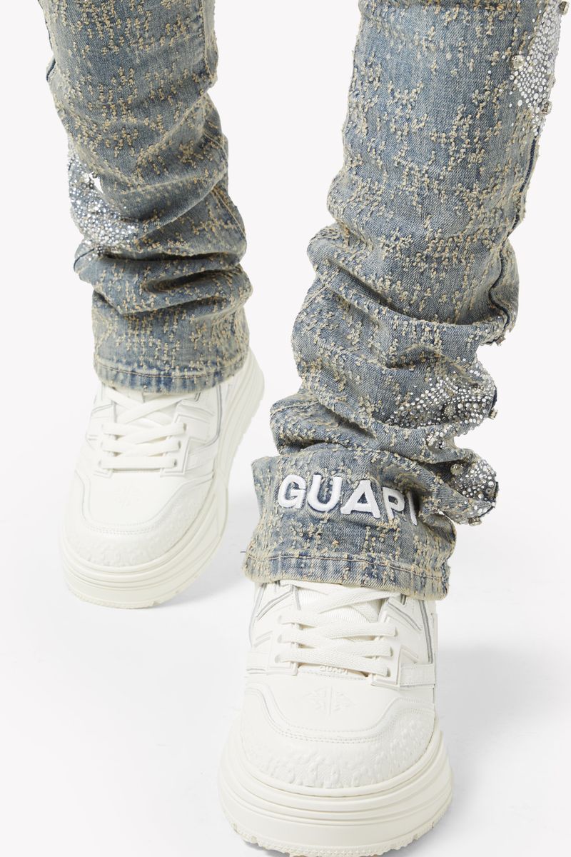 GUAPI / Vintage-Blue-Distresse-Cross-Denim