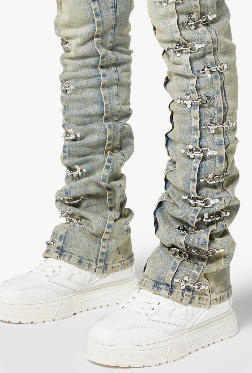 【GUAPI】Vintage Blue Aviation Clasp Denim