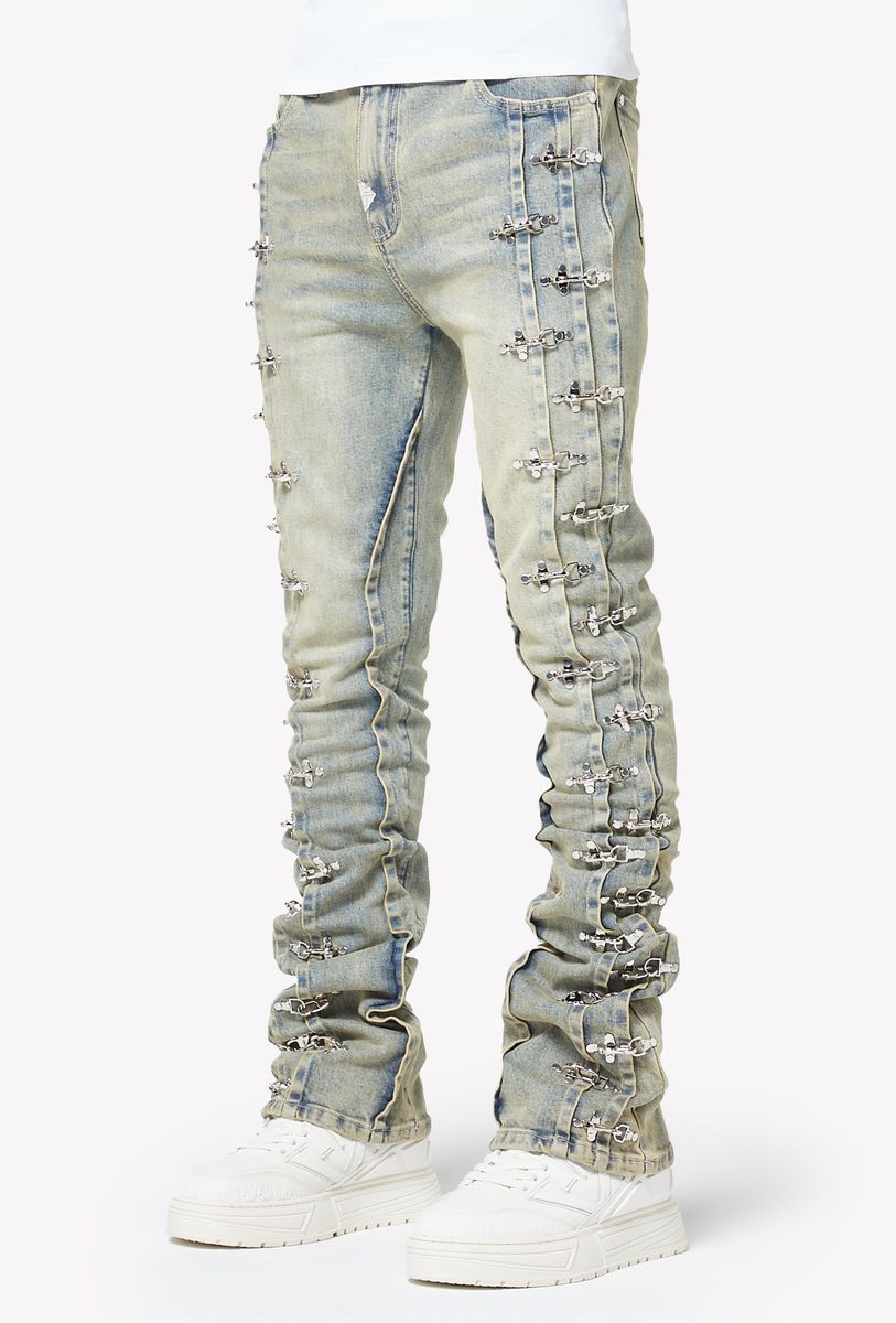 【GUAPI】Vintage Blue Aviation Clasp Denim