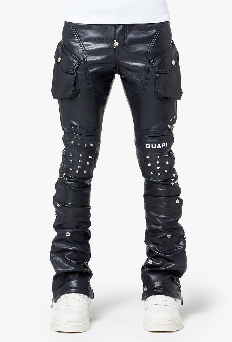 【GUAPI】Black Coffin Arc Leather Pant V2