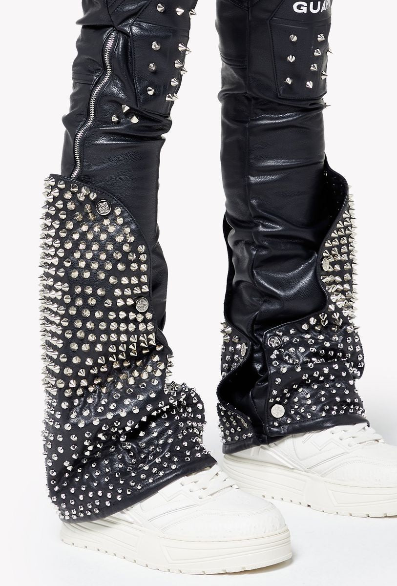 【GUAPI】Black Coffin Arc Leather Pant V2