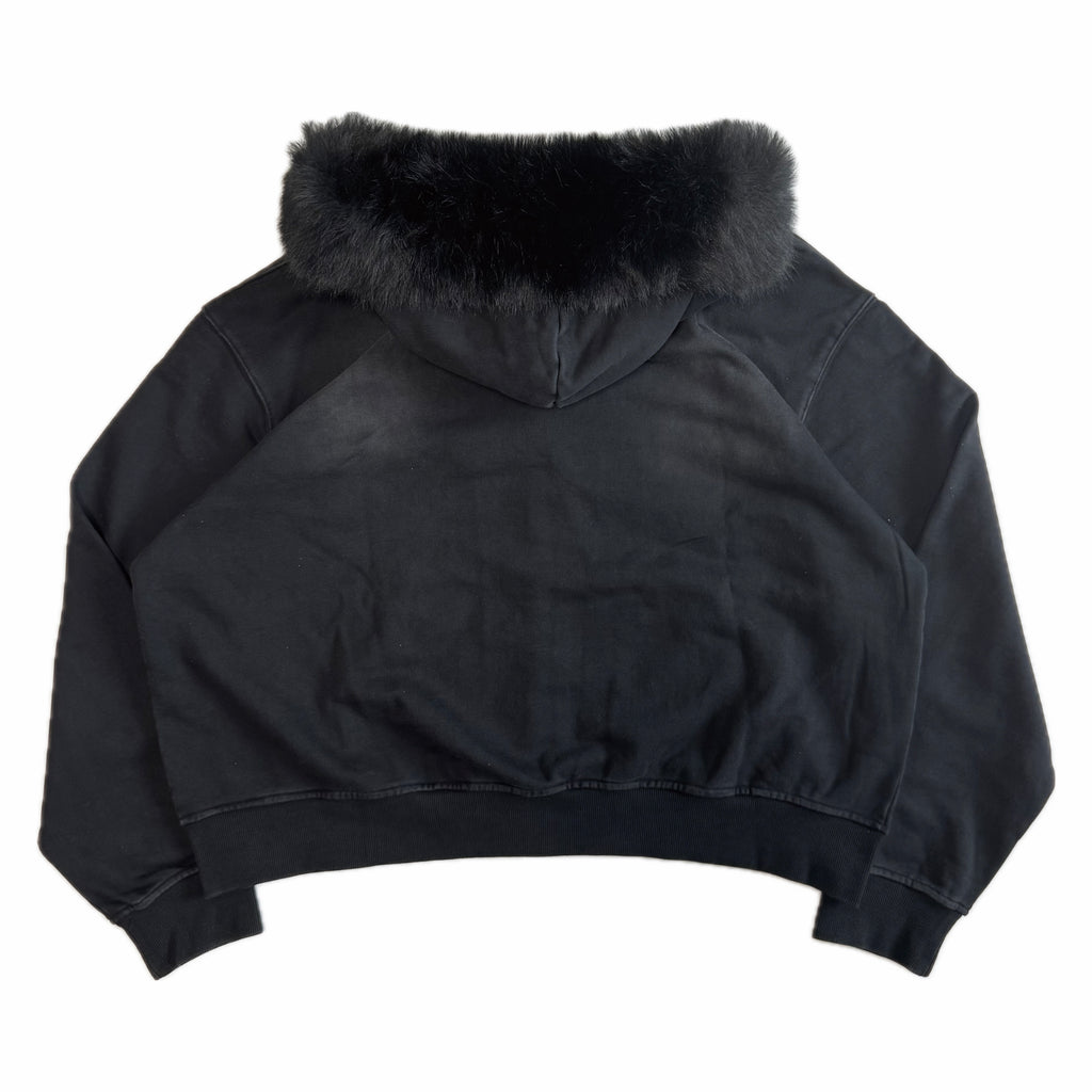 Vintage Black Fur Hoodie