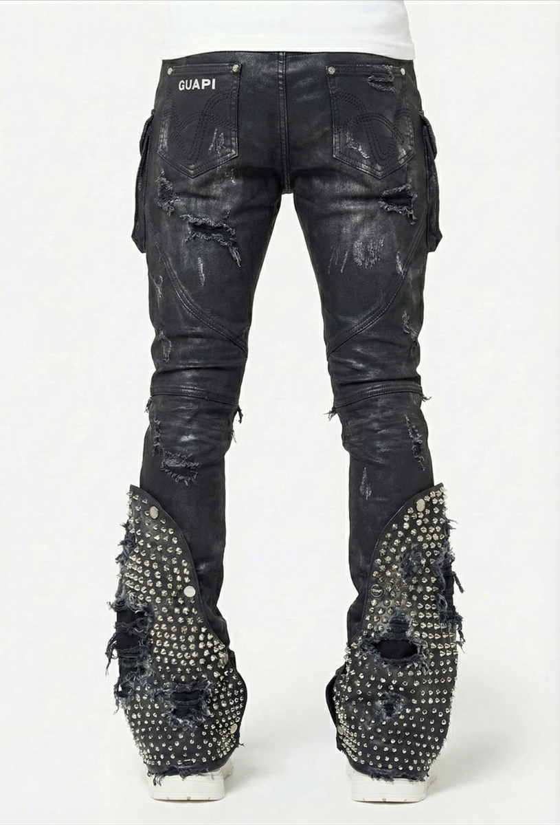 【GUAPI】Black Coffin Arc Waxed Denim