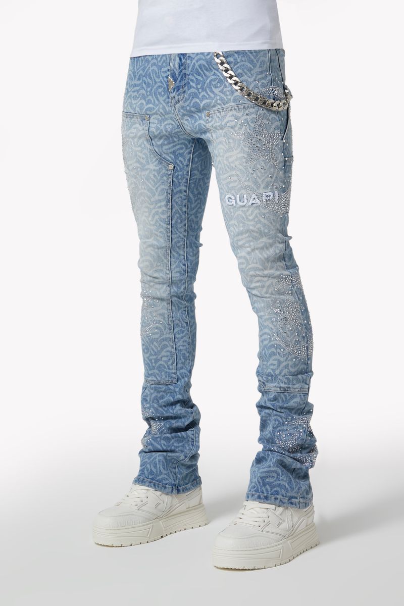 GUAPI / Aqua-Blue-Calligraphy-
Denim