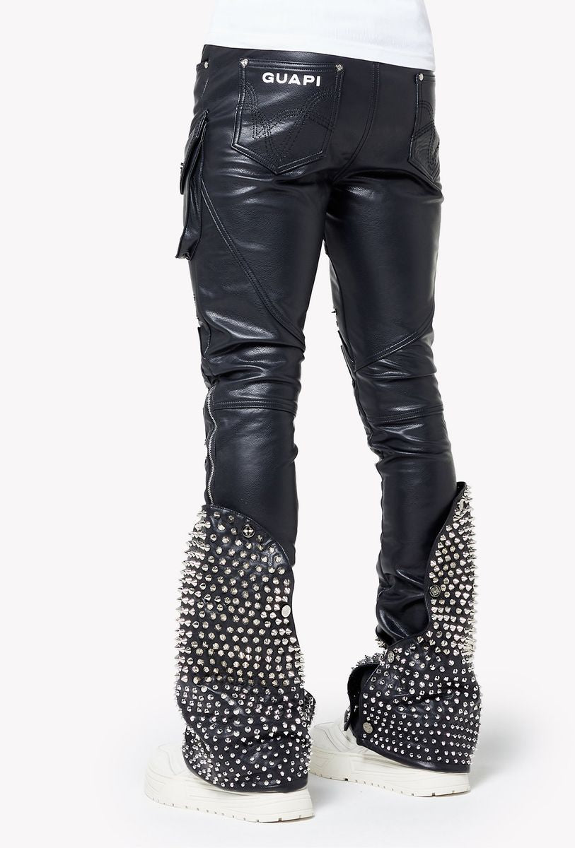 【GUAPI】Black Coffin Arc Leather Pant V2