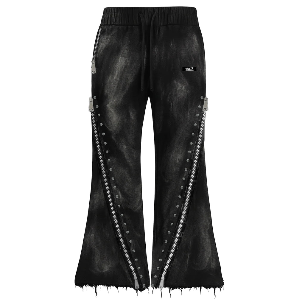 【DEMIK】BLACK DIAMOND 3X ZIP FLARED SWEATS