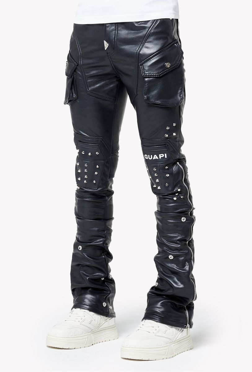 【GUAPI】Black Coffin Arc Leather Pant V2