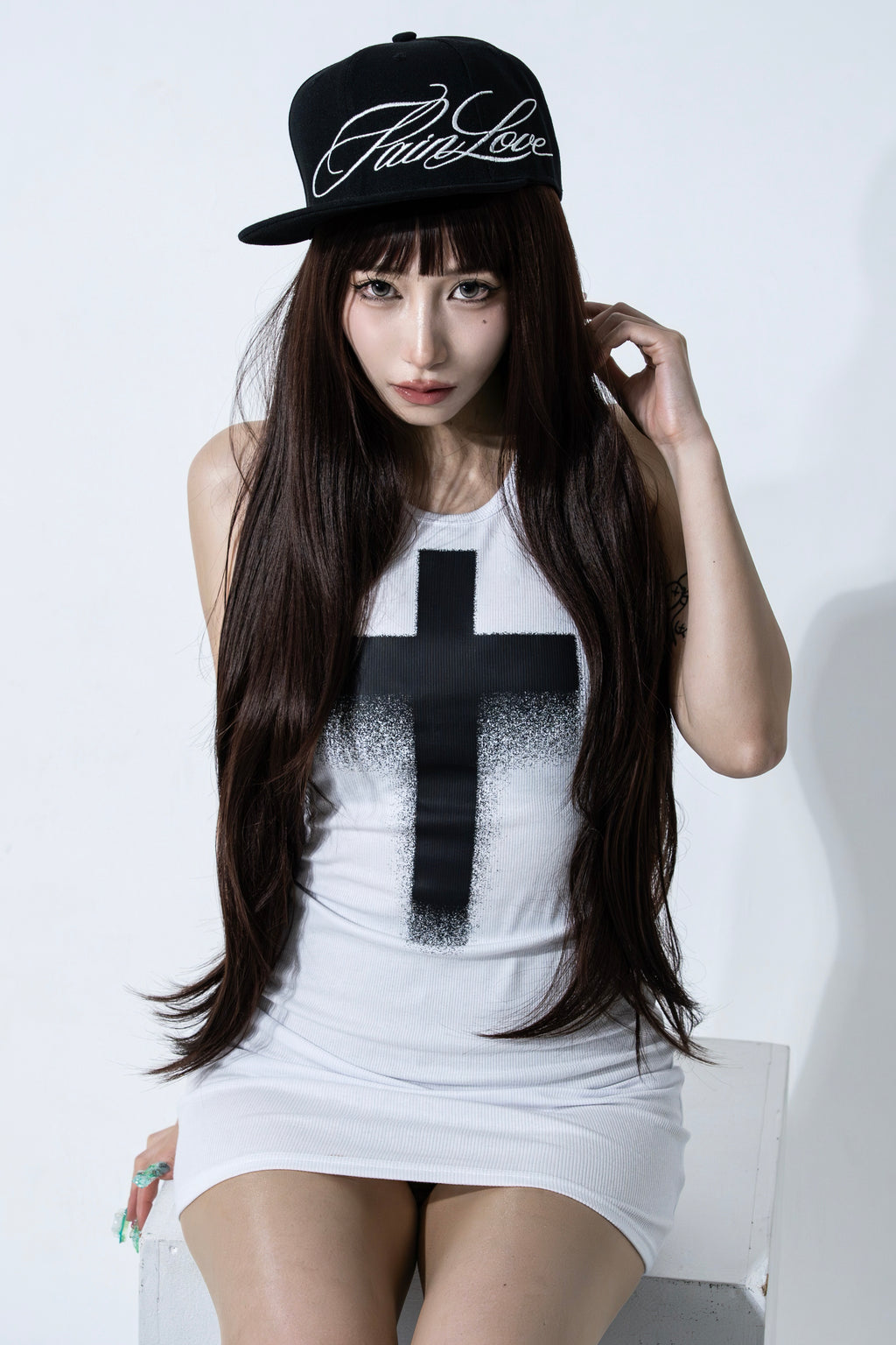 【PAINLOVE】Faded Cross Tank Dress