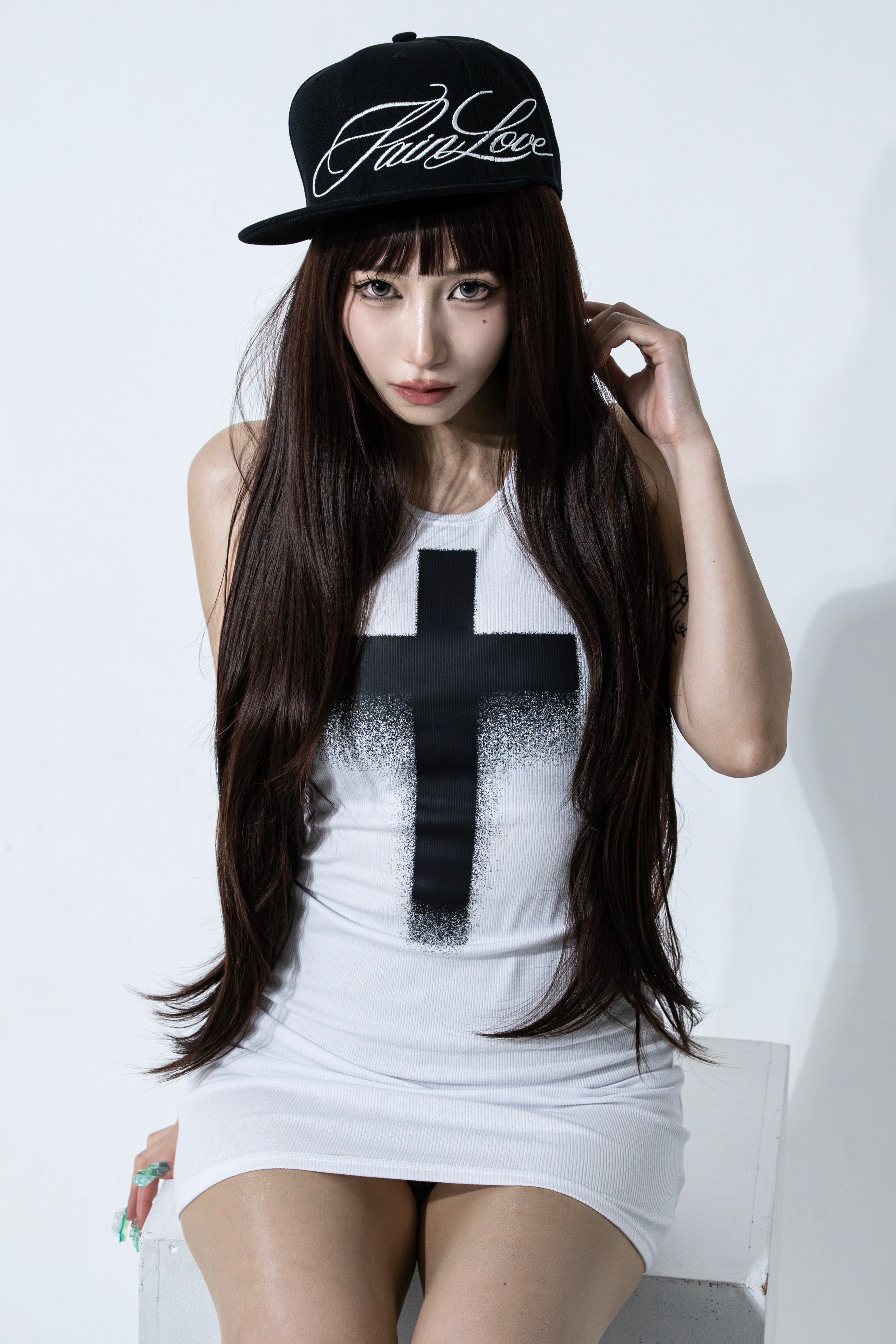 【PAINLOVE】Faded Cross Tank Dress