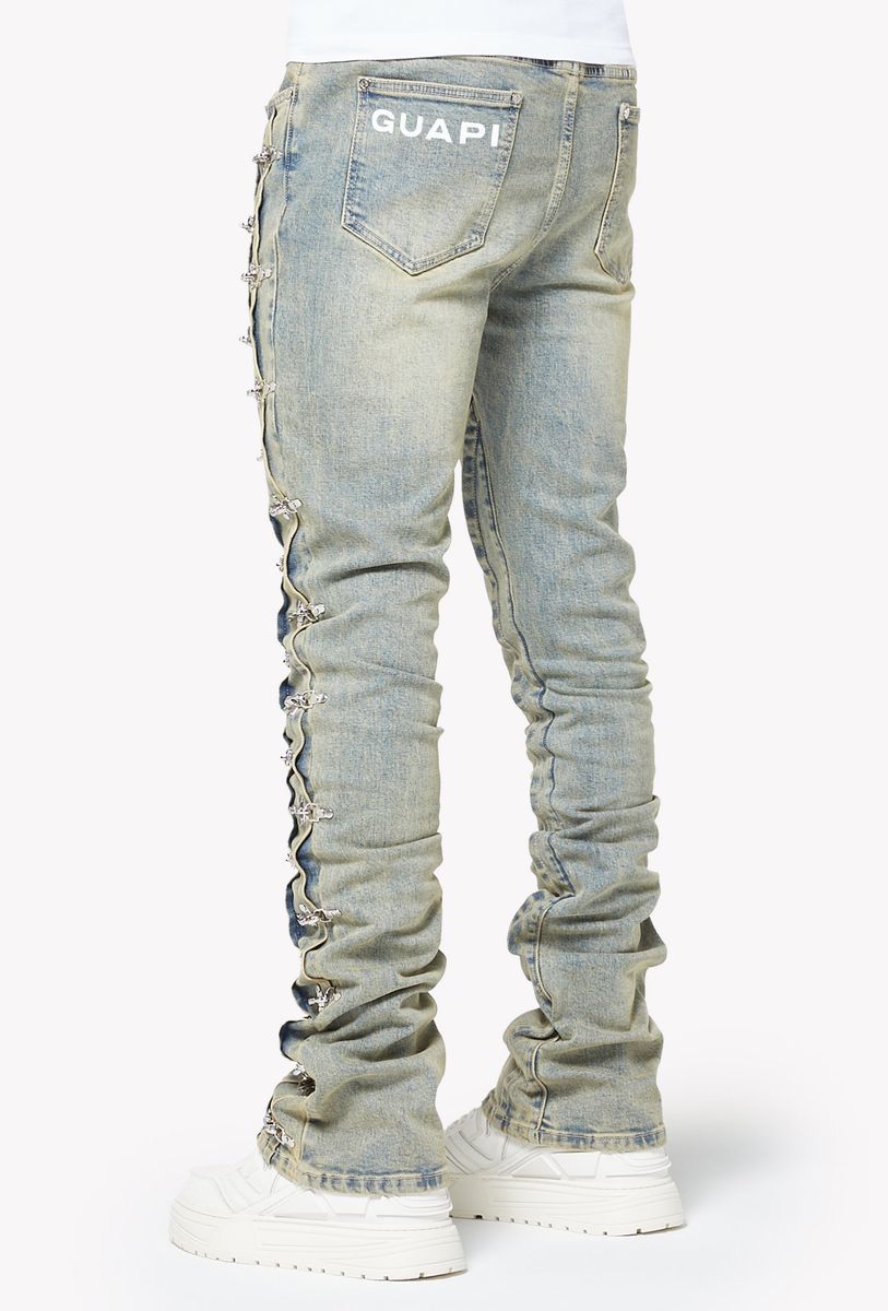【GUAPI】Vintage Blue Aviation Clasp Denim