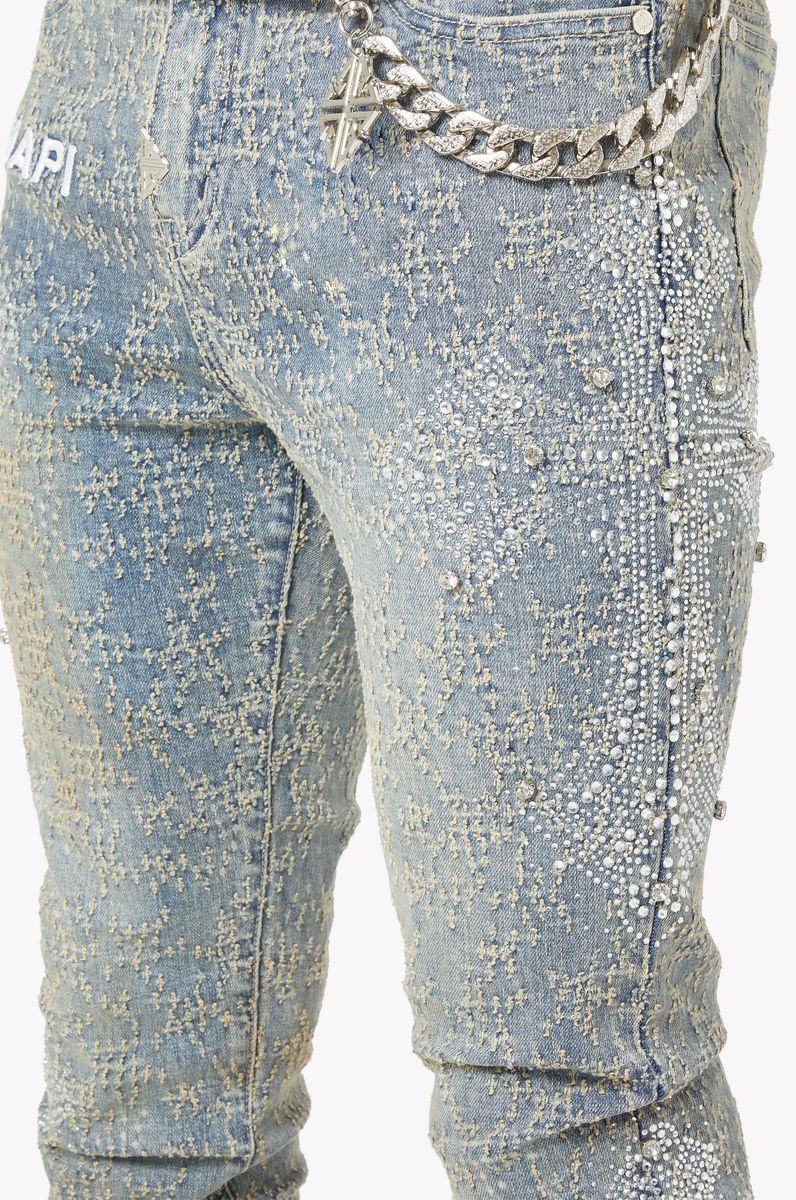 GUAPI / Vintage-Blue-Distresse-Cross-Denim