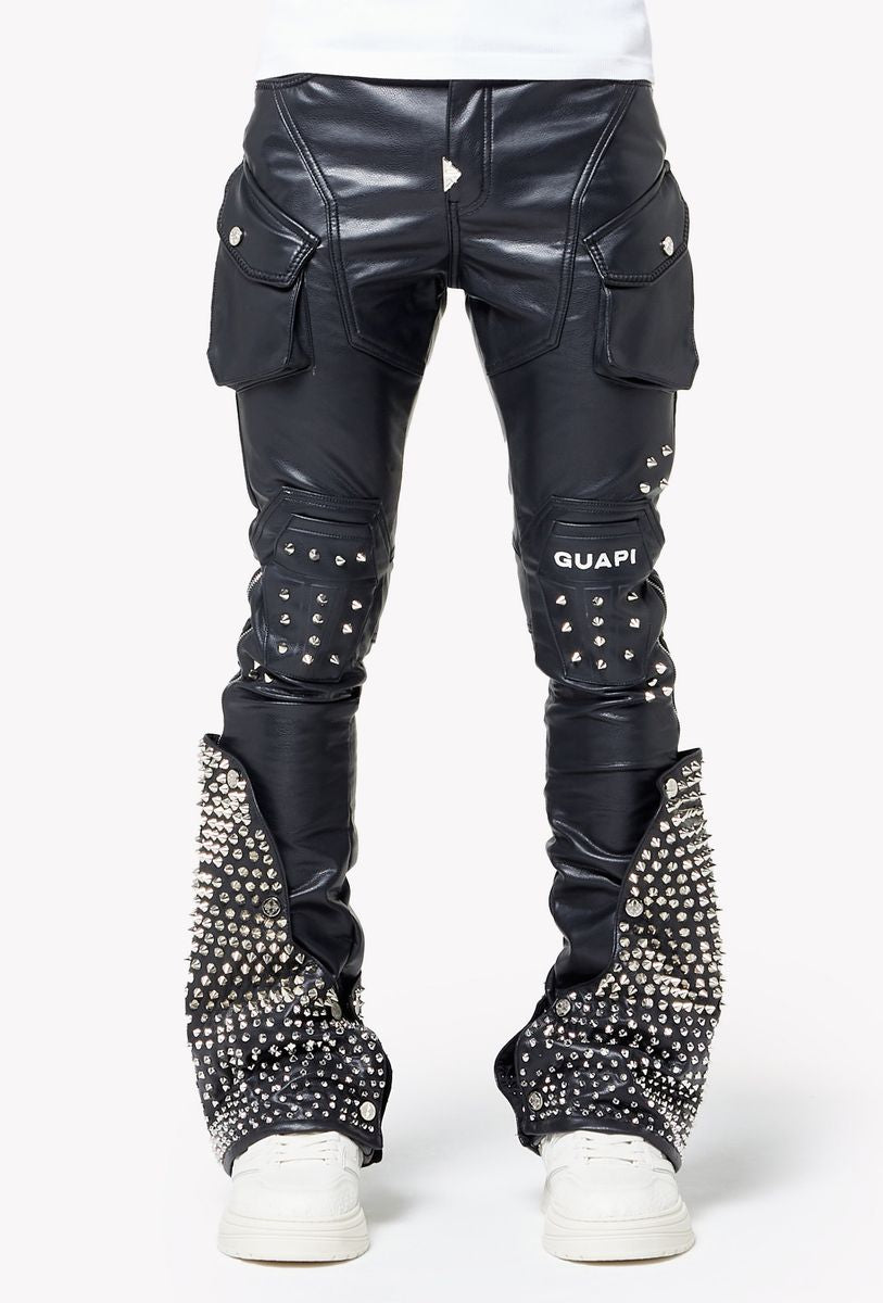 【GUAPI】Black Coffin Arc Leather Pant V2