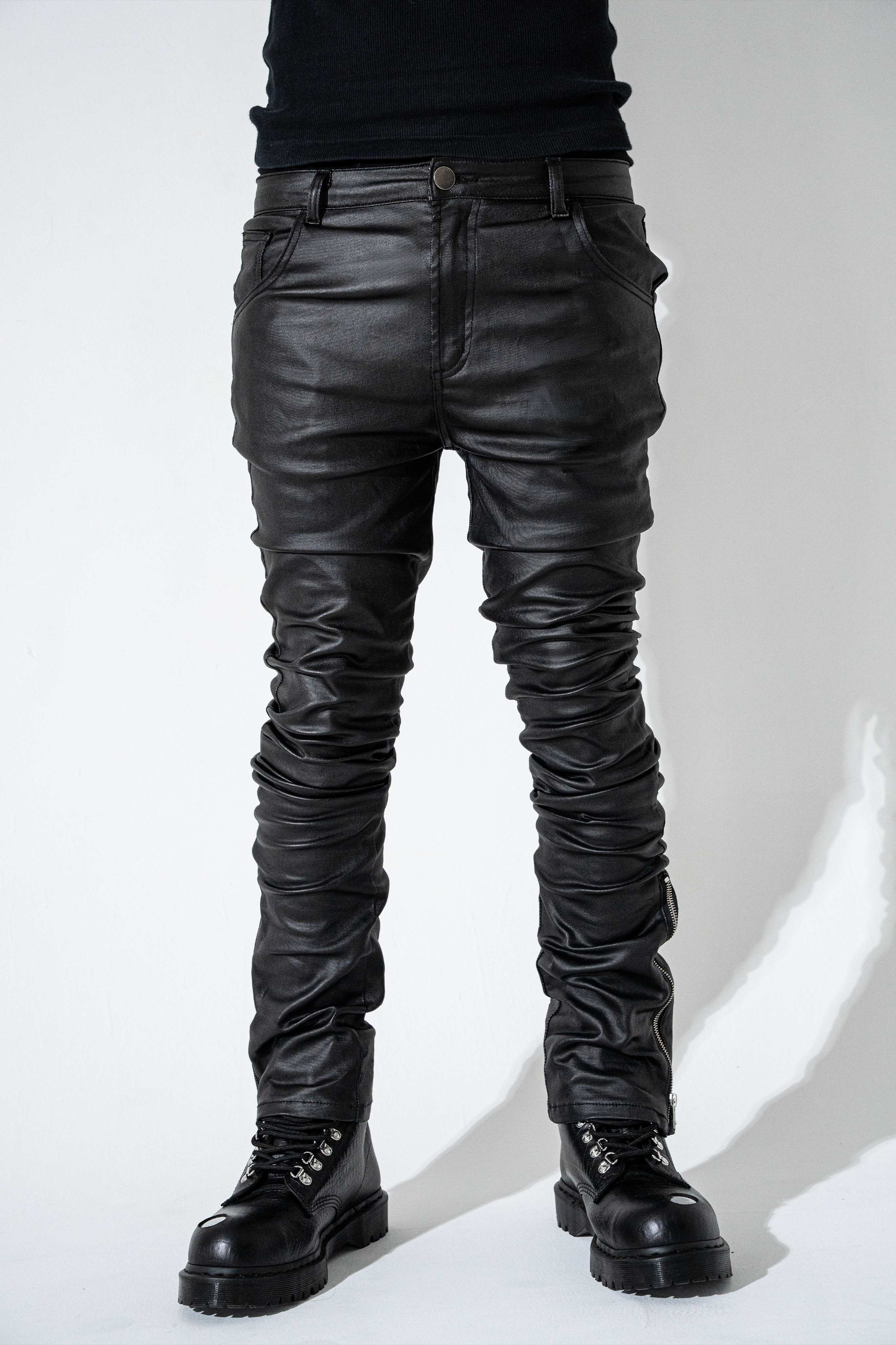 【PAINLOVE】WAXED COATED FLARE SKINNY JEANS