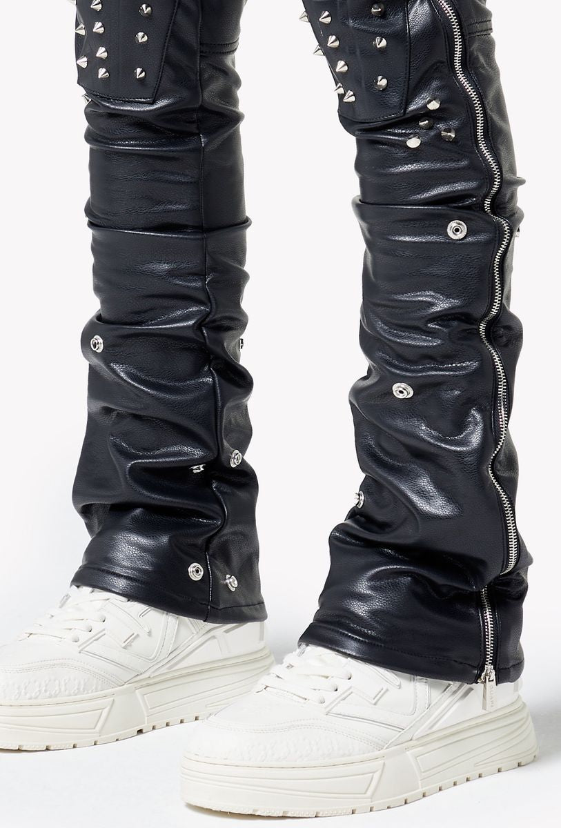 【GUAPI】Black Coffin Arc Leather Pant V2