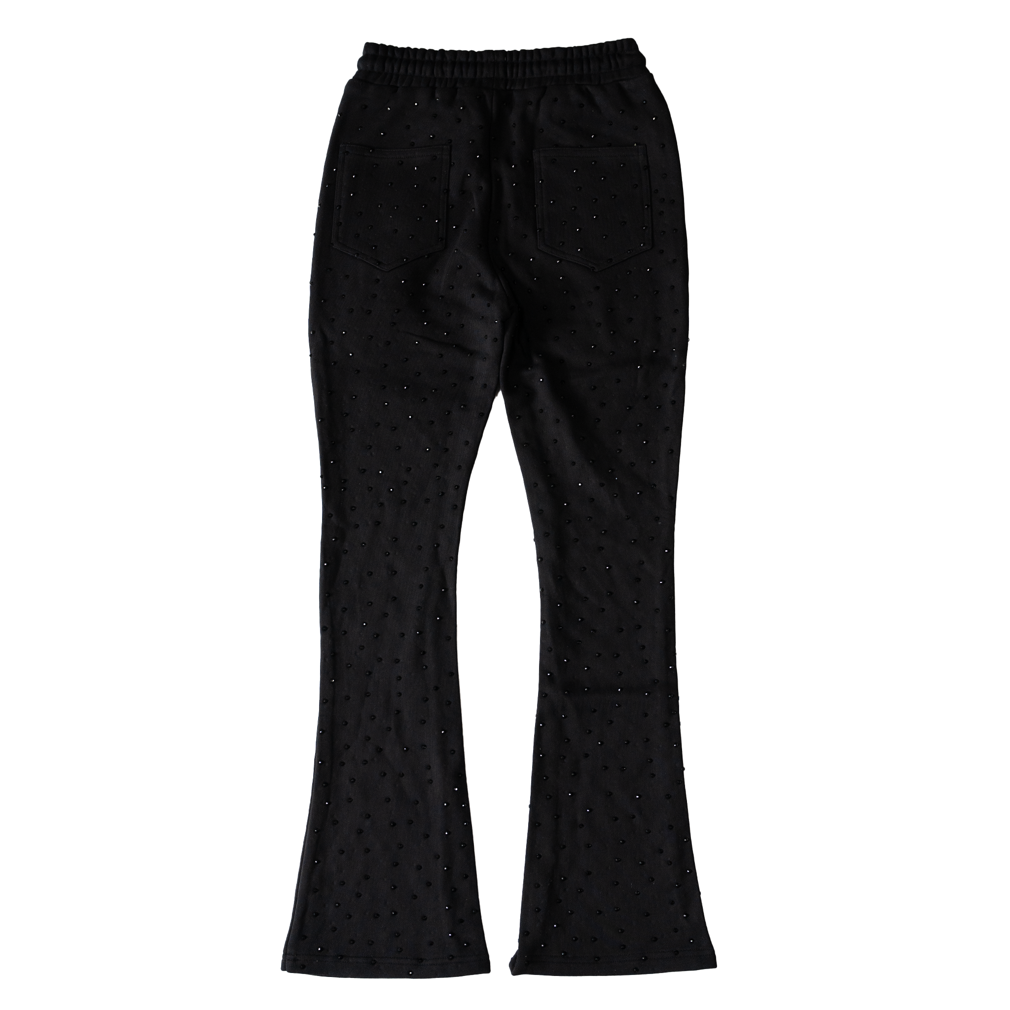 【PAINLOVE】Black Rhinestone Skinny Flare Sweatpants