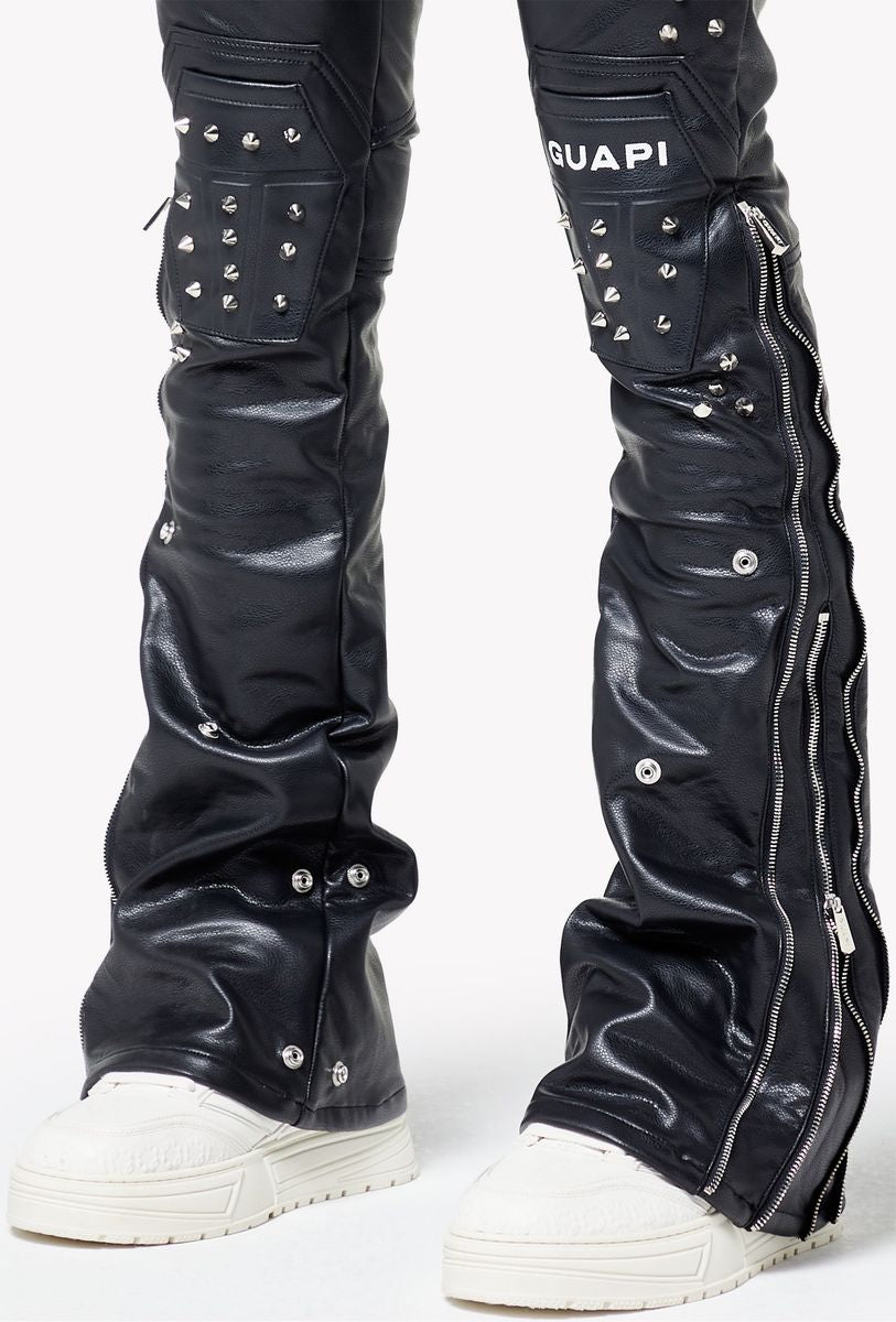 【GUAPI】Black Coffin Arc Leather Pant V2