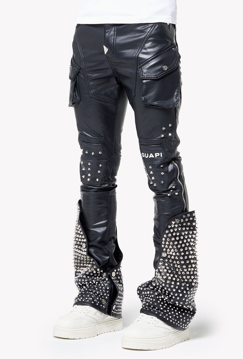【GUAPI】Black Coffin Arc Leather Pant V2