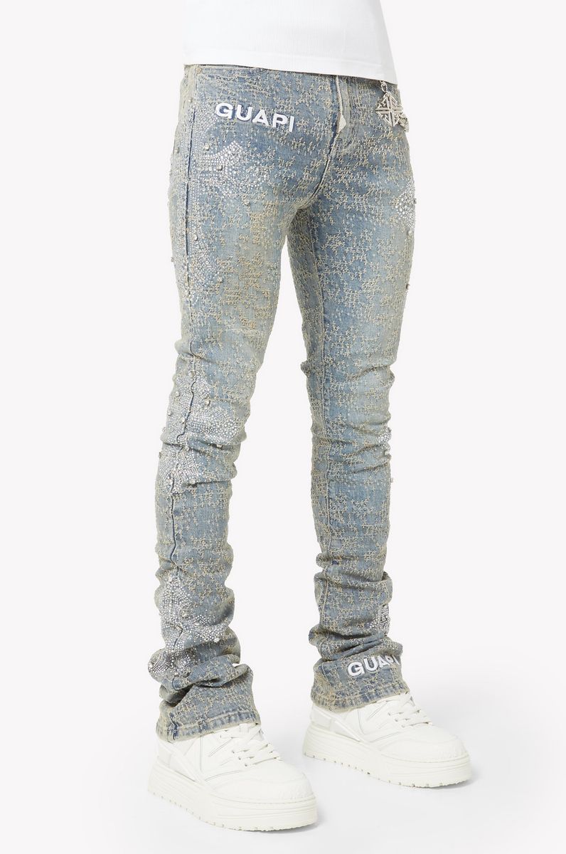 GUAPI / Vintage-Blue-Distresse-Cross-Denim