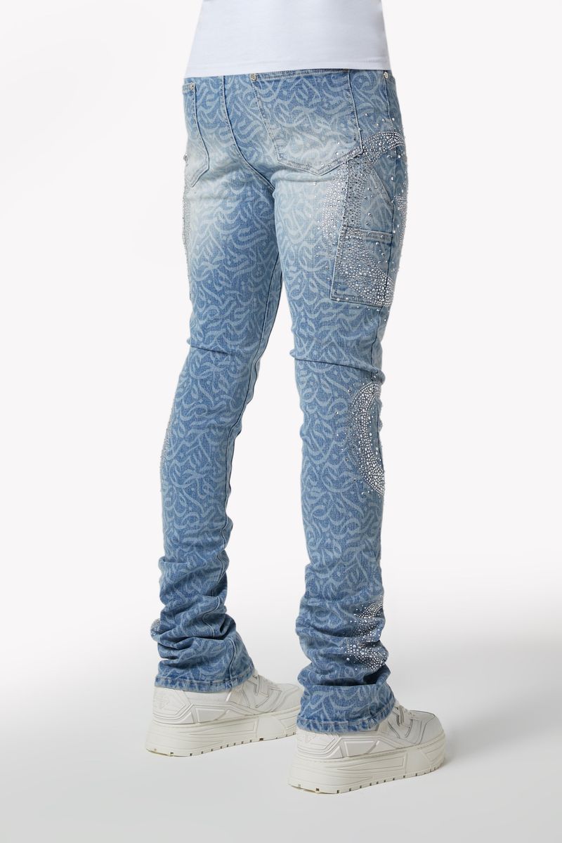 GUAPI / Aqua-Blue-Calligraphy-
Denim