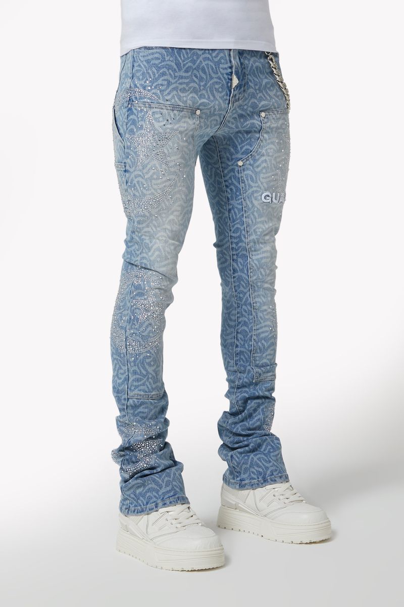 GUAPI / Aqua-Blue-Calligraphy-
Denim