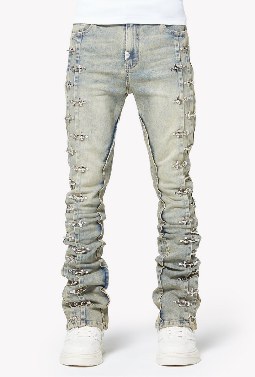 【GUAPI】Vintage Blue Aviation Clasp Denim