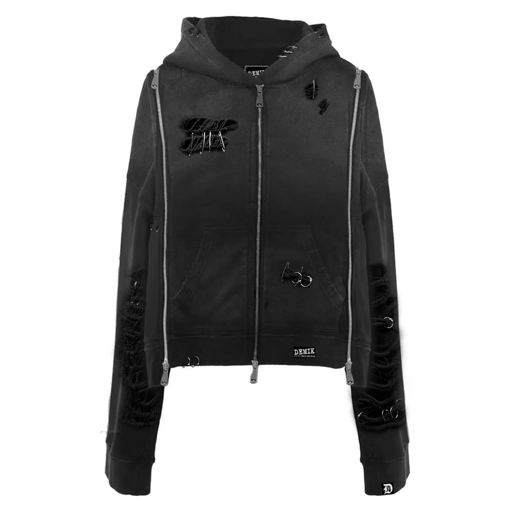 【DEMIK】PIERCED 3X ZIP UP HOODIE