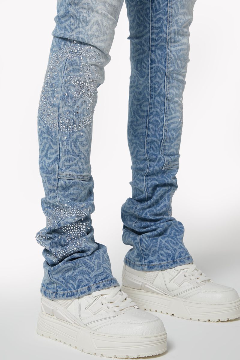 GUAPI / Aqua-Blue-Calligraphy-
Denim