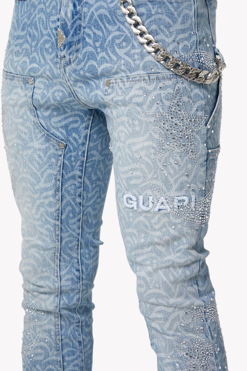 GUAPI / Aqua-Blue-Calligraphy-
Denim