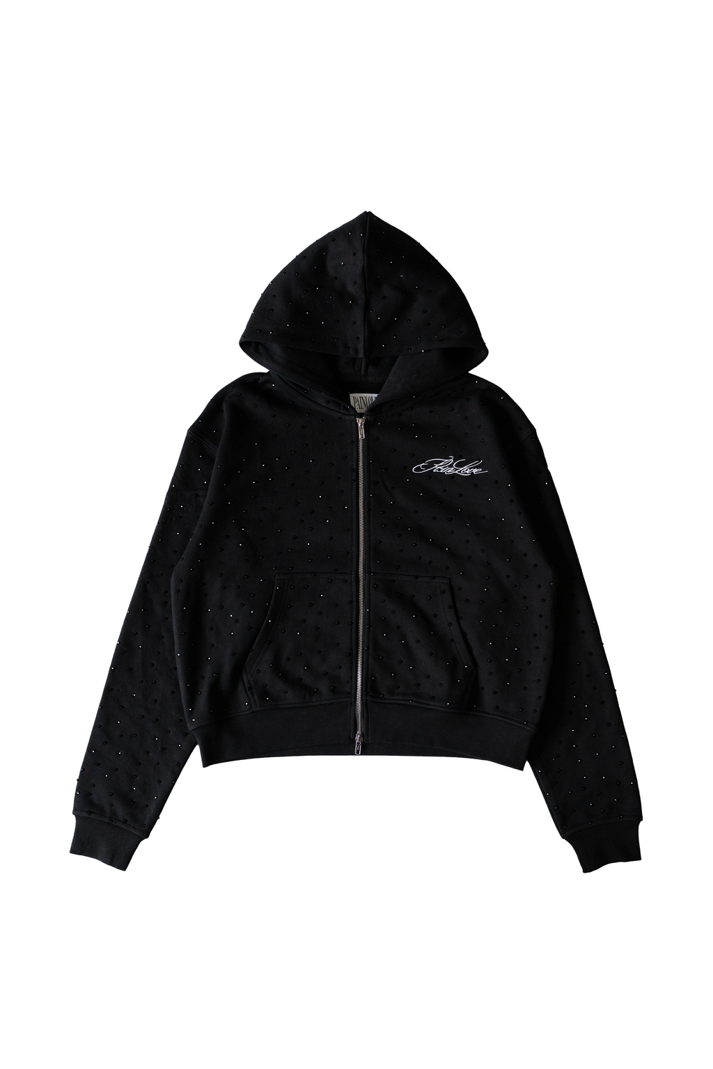 【PAINLOVE】Black Rhinestone Double Zip Hoodie