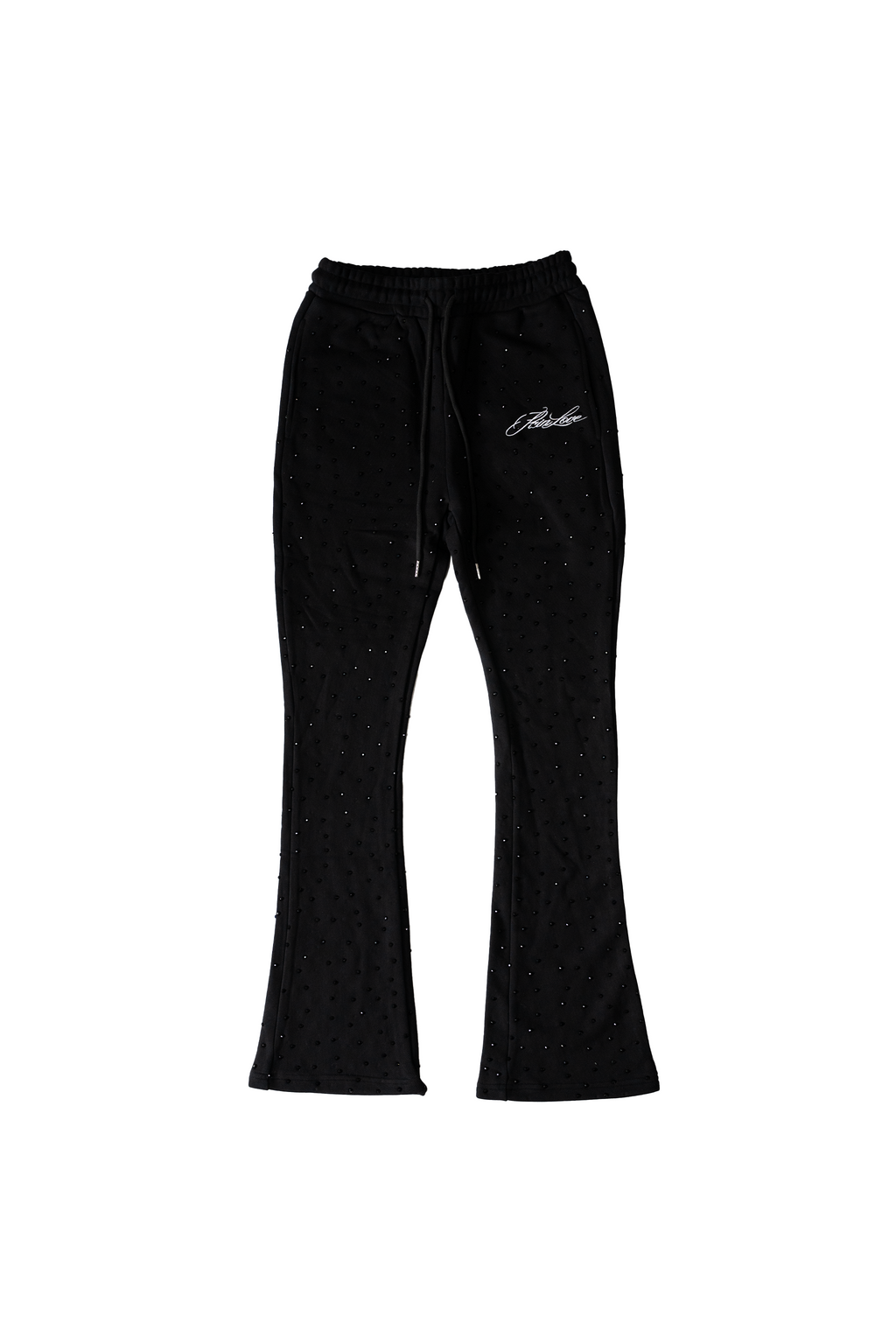 【PAINLOVE】Black Rhinestone Skinny Flare Sweatpants